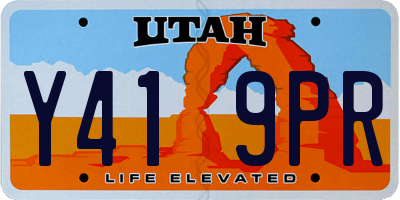 UT license plate Y419PR