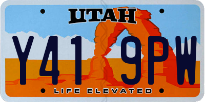 UT license plate Y419PW