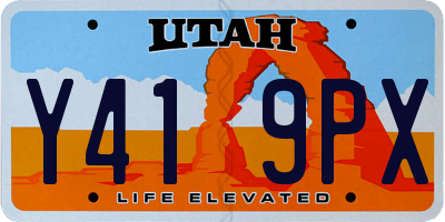 UT license plate Y419PX