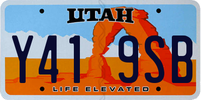 UT license plate Y419SB