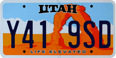 UT license plate Y419SD