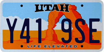 UT license plate Y419SE