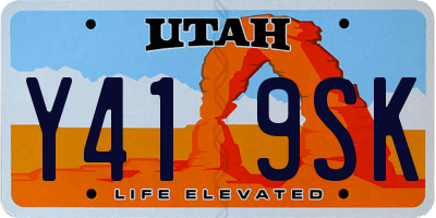 UT license plate Y419SK