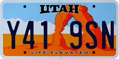 UT license plate Y419SN