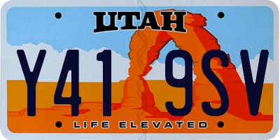 UT license plate Y419SV
