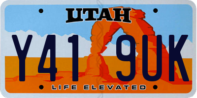UT license plate Y419UK