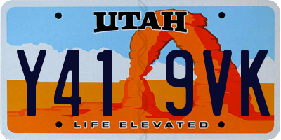 UT license plate Y419VK