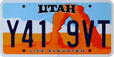 UT license plate Y419VT
