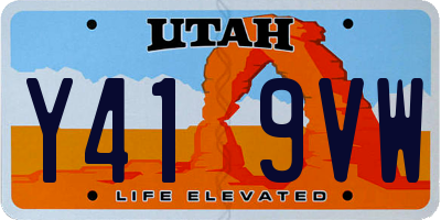 UT license plate Y419VW
