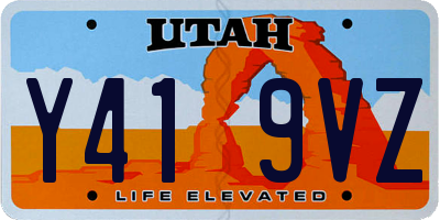 UT license plate Y419VZ