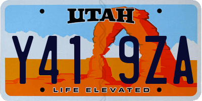UT license plate Y419ZA