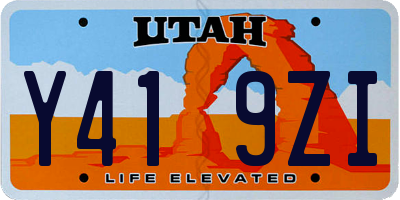 UT license plate Y419ZI