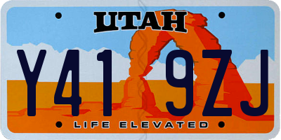 UT license plate Y419ZJ