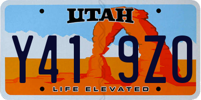 UT license plate Y419ZO