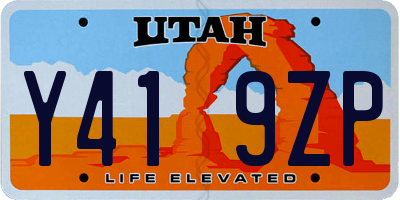 UT license plate Y419ZP