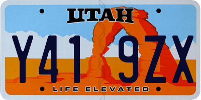 UT license plate Y419ZX