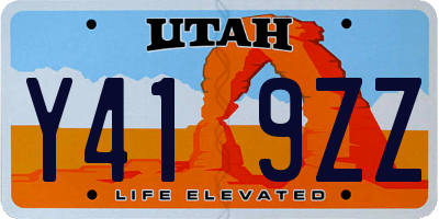 UT license plate Y419ZZ