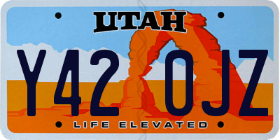 UT license plate Y420JZ
