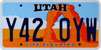 UT license plate Y420YW