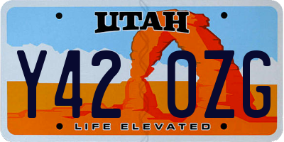 UT license plate Y420ZG