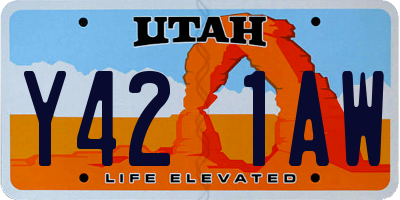 UT license plate Y421AW