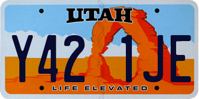 UT license plate Y421JE