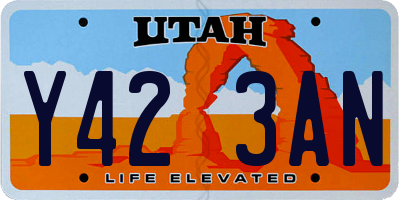 UT license plate Y423AN
