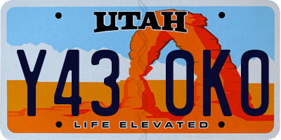 UT license plate Y430KO