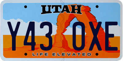 UT license plate Y430XE