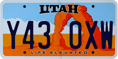 UT license plate Y430XW