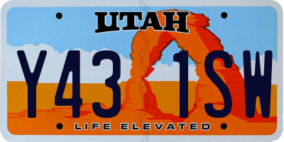 UT license plate Y431SW