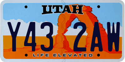 UT license plate Y432AW