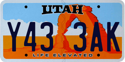 UT license plate Y433AK