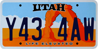 UT license plate Y434AW