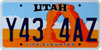UT license plate Y434AZ