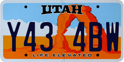 UT license plate Y434BW