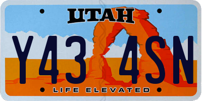 UT license plate Y434SN