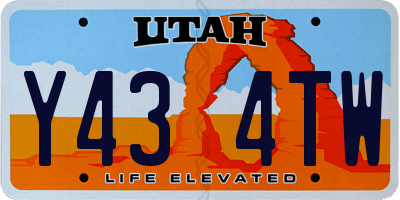 UT license plate Y434TW