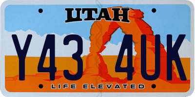 UT license plate Y434UK