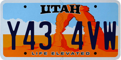 UT license plate Y434VW