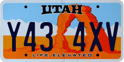 UT license plate Y434XV