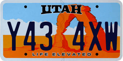 UT license plate Y434XW