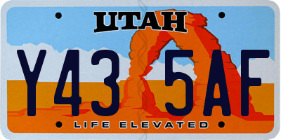 UT license plate Y435AF