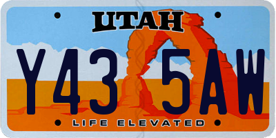 UT license plate Y435AW