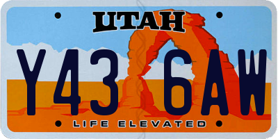 UT license plate Y436AW
