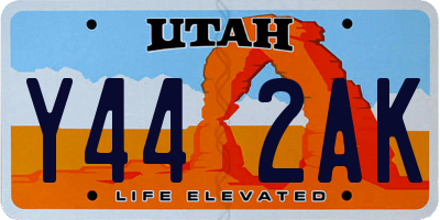 UT license plate Y442AK