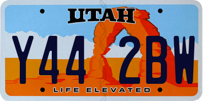 UT license plate Y442BW