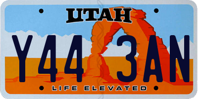 UT license plate Y443AN