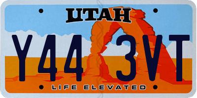 UT license plate Y443VT