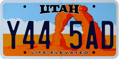UT license plate Y445AD